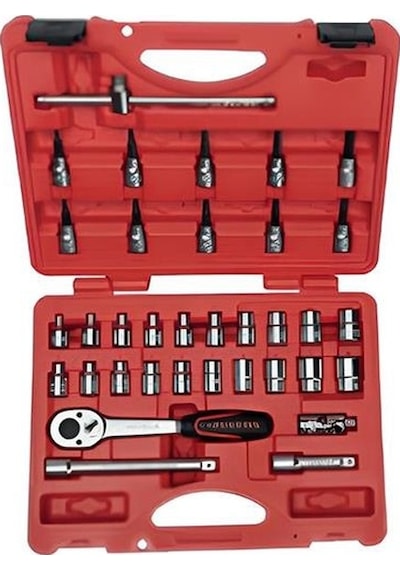 İzeltaş 14000005135 3/8" Altı Köşe Lokma Anahtar Ve Lokmalı Allen Set 35 Parça