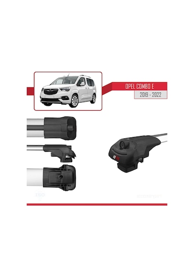 Opel Combo E 2019-2022 Arası İle Uyumlu Ace-1 Ara Atkı Tavan Barı Gri 4 Adet Bar