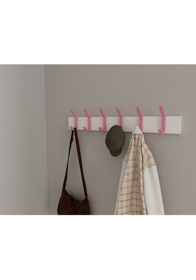 Hepsi3boyutlu Modern Duvar & Kapı Kanca Askılık - 6 Adet Pembe Kanca Askılık - Model No : 1 Pembe