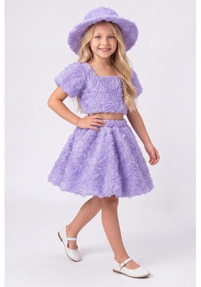 Mnk Baby & Kids Rosemu Kız Çocuk Şapkalı Takım M00819 Lila