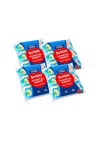Deep Fresh Islak Mendil 3x100'lü x 4 Adet 1200 Yaprak 4'lü Set