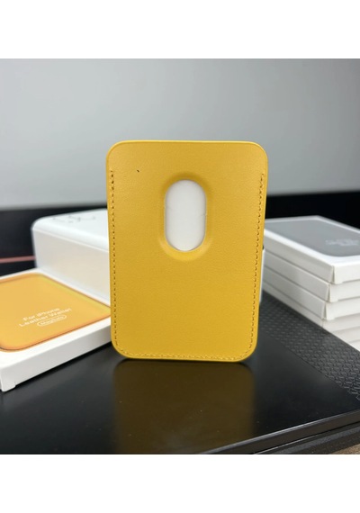Magsafe Deri Cüzdan Kartlık Tüm Modellerle Uyumlu - Bordo Sarı