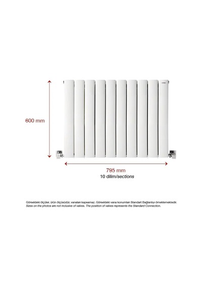 600mm x 795mm Lilac Yüksek Isı Kapasiteli Dekoratif Yatay Beyaz Alüminyum Radyatör