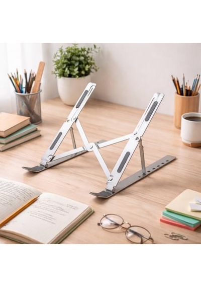 Notebook Standı 2in1 Katlanabilir Taşınabilir Folding Alüminyum Dizüstü Bilgisayar Standı Açısı Ayarlanabilir