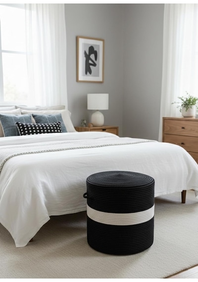 Natureline Jüt Puf Spa Pufu Antre Puf Makyaj Masası Ve Yatak Odası Banyo Pufu Teras Veranda Ve Balkon Uyumlu Hasır D Diğer