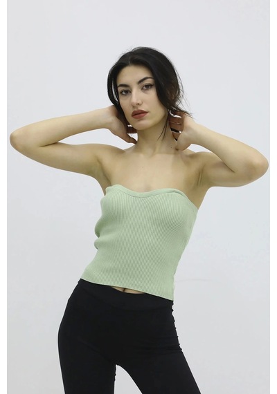 Saklımoda Likralı Triko Büstiyer Yeşil - P-019895 Çok Renkli