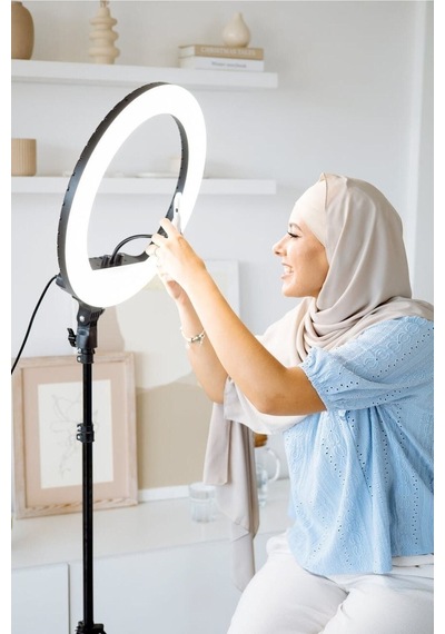 18 Inç Ring Light Youtuber Makyaj Güzellik 5500k 48w Kuaför Kit Çantalı Ve Kumandalı