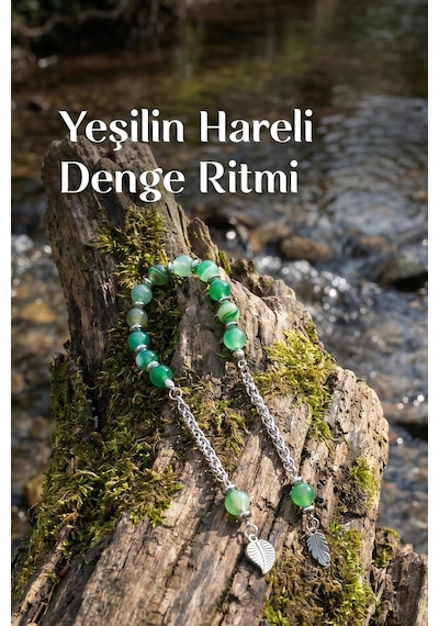 Yeşil Hareli Akik Çelik Zaza Tesbih 8 Mm