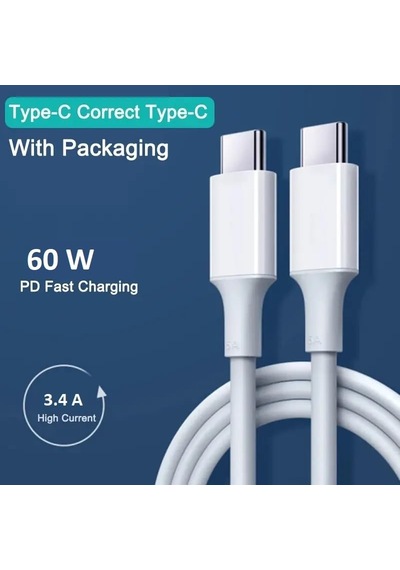 Type-c Pd Kablo 100 Cm Şarj Ve Data Kablosu 60w 3.4 Amper Hızlı Şarj Kablosu Usb C To Usb C