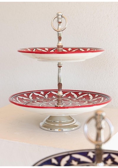 The Mia Corallo 2 Katlı Kek Pasta Servisi Kırmızı 27x22x31 Kırmızı