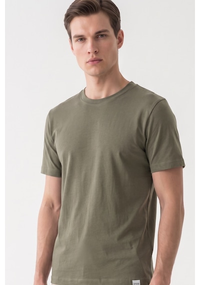 Haki Bisiklet Yaka Kısa Kol Slim Fit Pamuklu Tişört 1011265166