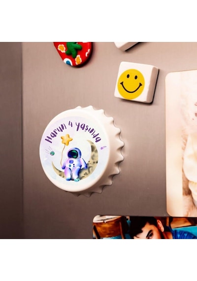 İsme Özel Uzay Konsepli Doğum Günü Açacak Magnet 10 Adet