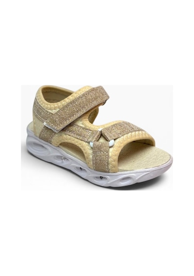 Arzen Bebe 229-26 Simli Işıklı Cırtlı Anatomik Kız Çocuk Sandalet 26-30 Altın