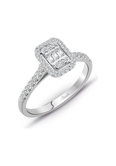 Modern Tasarım 0.32 Ct Baget Kare Tektaş Yüzük