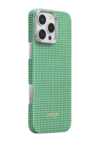 Apple Uyumlu iPhone   16 Pro Kılıf   Magsafe Özellikli Aramid Fiber Pitaka Ultra-slim Classic Serisi Forest Green