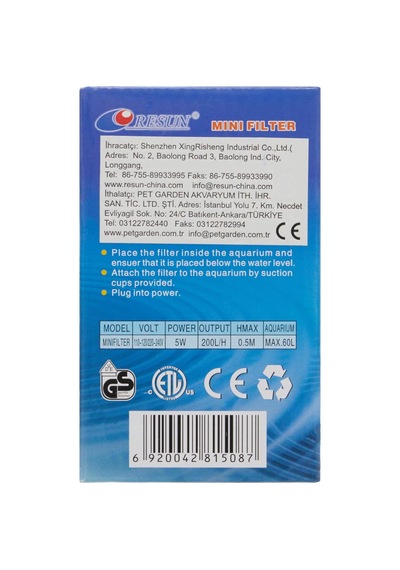 Resun Akvaryum İçin Mini Filtre