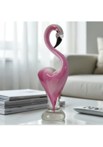 Ca-54 Cam Flamingo 30 Cm Dekoratif Cam Figür Modern Şık Tasarım Ev Ofis Aksesuarı Hediye