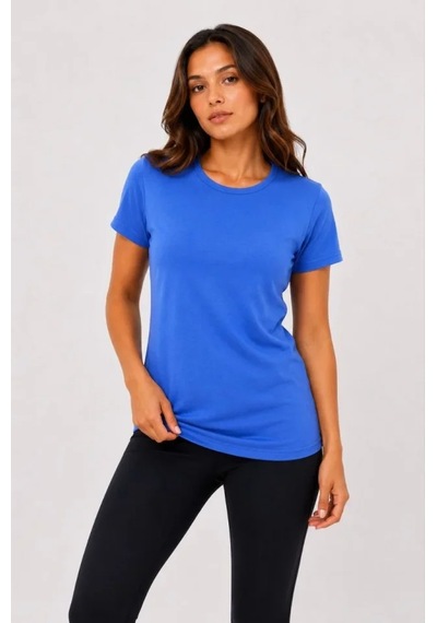 Hazego Basic Bisiklet Yaka Yazlık Slim Fit T-shirt - Mavi - Hardal Sarısı Çok Renkli