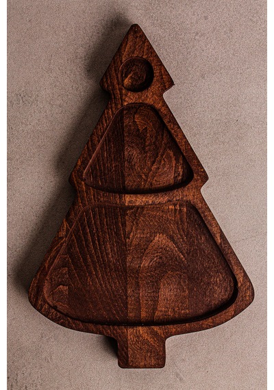 Snippy Pine - Çam Ağacı Desenli Ahşap Çerezlik Sunum Tabağı 26 Cm Ahşap