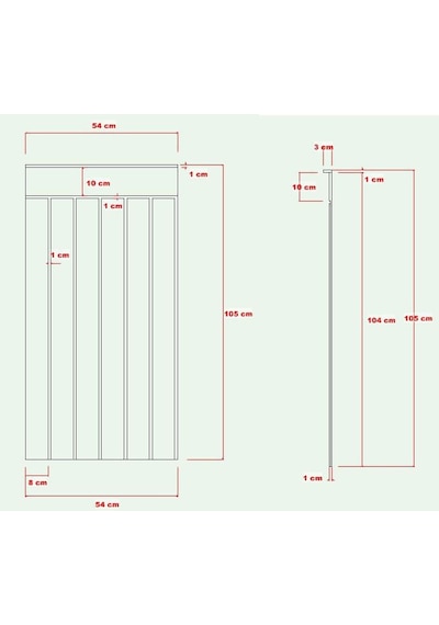 DUVAR PANELİ 54 cm Genişlik x 105 cm Ham mdf Duvar paneli ( 10 mm