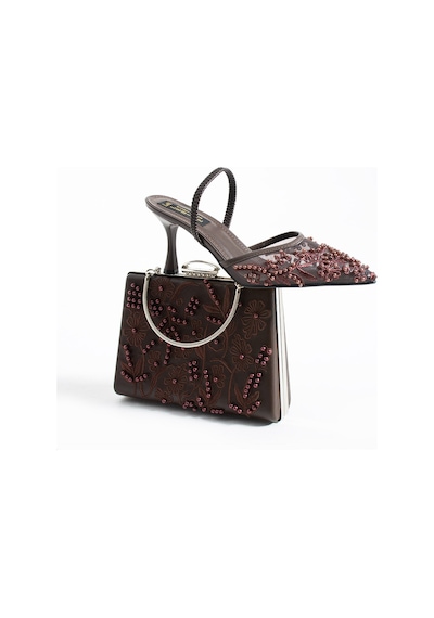 Lebibe Shoes Meggıe Kahve Ayakkabı Çanta Kombin Sivri Burun 7cm Topuklu İncili Slingback Ayakkabı Ve Çanta Seti Kahverengi Lebibe Shoes Meggıe Kahve Ayakkabı Çanta Kombin Sivri Burun 7cm Topuklu İncili Slingback Ayakkabı Ve Çanta Seti Kahverengi