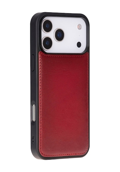 Bloomcase Magic Wallet Crimson Red Apple Uyumlu iPhone 17 Pro 6.3" Hakiki Deri Çıkarılabilir Cüzdanlı Telefon Kılıfı Kırmızı