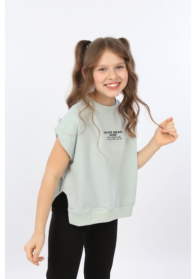 Toontoy Kids Toontoy Kız Çocuk Never Means Now Baskılı Tişört Yeşil