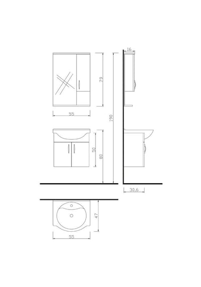 Denko Akyazı 55 Cm Mdf Beyaz Banyo Dolabı Takımı + Boy Dolabı Beyaz Denko Akyazı 55 Cm Mdf Beyaz Banyo Dolabı Takımı + Boy Dolabı Beyaz