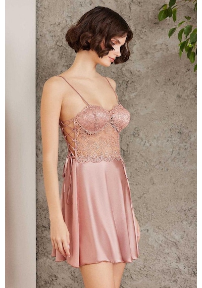 Pierre Cardin 6005 Kadın Saten Dantelli 6'lı Set-brandy Brandy