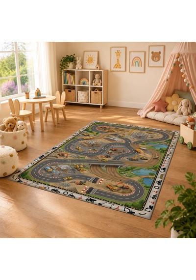 Kartela Halı İnşaat Alanı Kaymaz Taban Çocuk Oyun Halısı - 60 x 90 CM