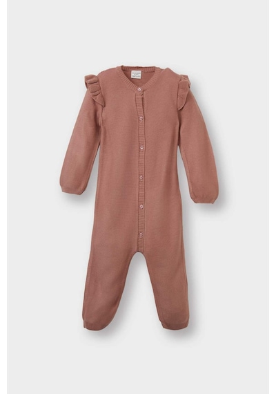 Defacto Kız Bebek Yenidoğan Uzun Kollu Düğmeli Triko Tulum F3227a525wnpn445 Pembe-pn445