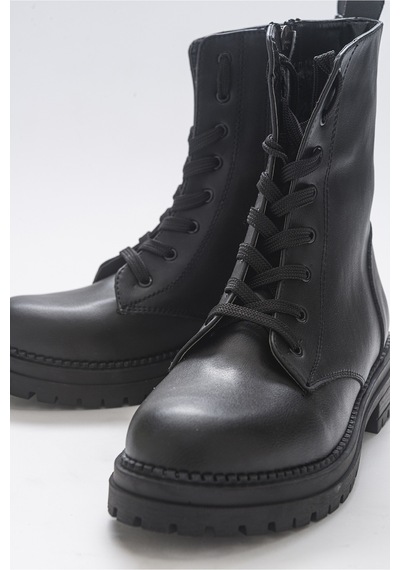 Luvishoes Breva Siyah Cilt Kadın Postal Bot Siyah