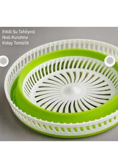 Solingen Katlanabilir Silikon Salata Kurutucu Yeşil 4.5 Lt Çok Renkli