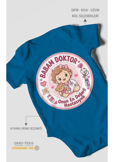 Morivokids Babaya Özel Kısa Kollu Bebek Body %100 Pamuk Zbn290-kk Koyu Mavi
