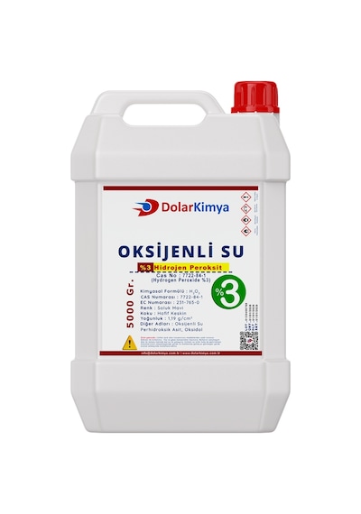 Hidrojen %3 Saflık Peroksit Oksijenli Su 5 KG