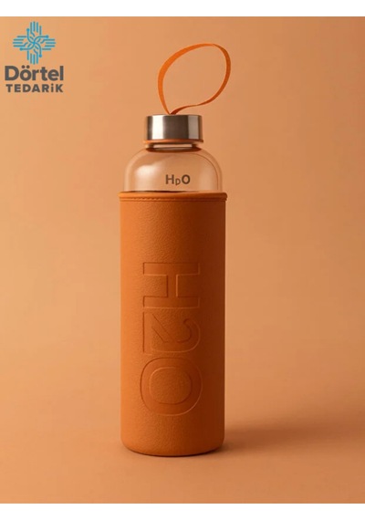 H2o Deri Kılıflı Cam Matara 500 Ml Turuncu