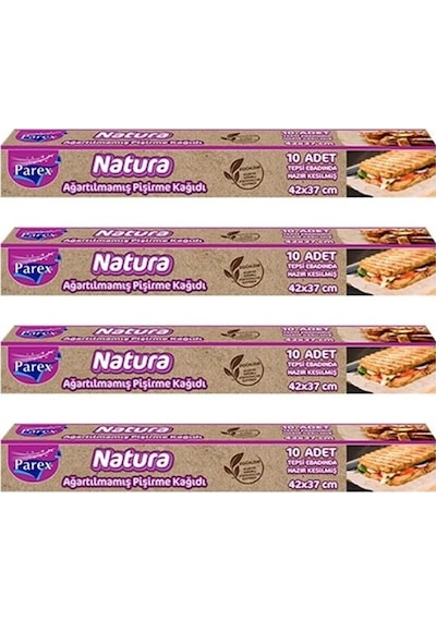 Parex Natura Ağartılmamış Hazır Kesilmiş Pişirme Kağıdı 4 x 10'lu 42 x 37 CM