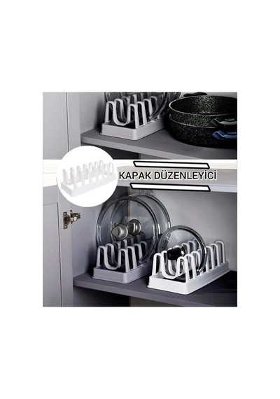 Ayrex Orret Home 7 Bölmeli Plastik Tencere Kapağı Düzenleyici,tezgah Üstü Tabak Düzenleyici Organizer,düzenleyic Diğer