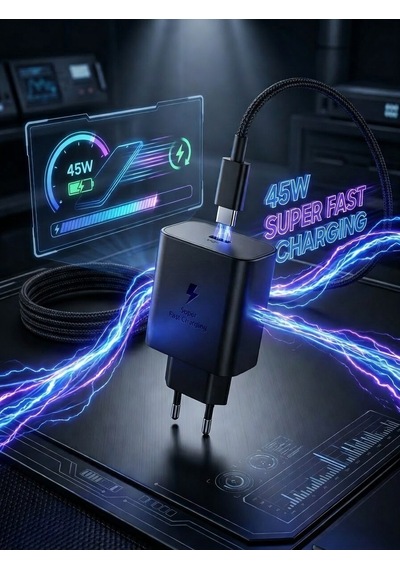 Yeni Nesil 45w Süper Hızlı Şarj Adaptörü Type-c Tüm Telefonlara Uyumlu + Dayanıklı Kablo Siyah Yeni Nesil 45w Süper Hızlı Şarj Adaptörü Type-c Tüm Telefonlara Uyumlu + Dayanıklı Kablo Siyah