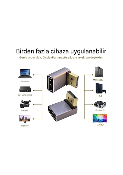 90 Derece Displayport Çevirici L Displayport Çevirici