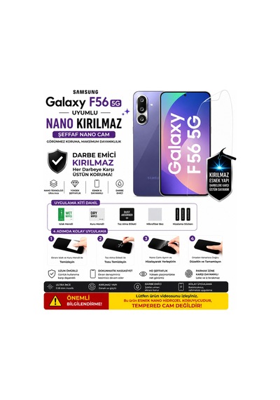 Samsung Galaxy F56 İle Tam Uyumlu Nano Hidrojel Kırılmaz Ekran Koruyucu Film