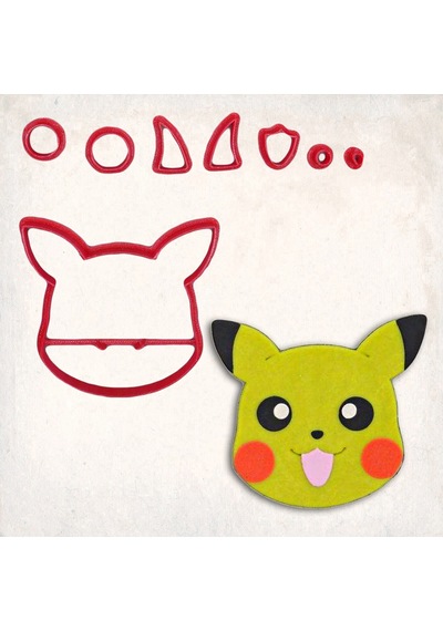 Pokemon Pikachu Detay Kurabiye Kalıp Seti 7 Li KIrmızı