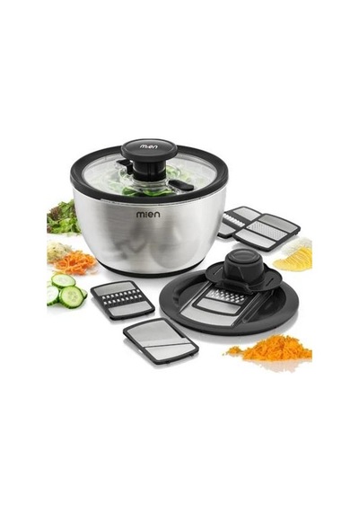 Mien Hazneli Salata Kurutucu Ve Rende Seti Gümüş