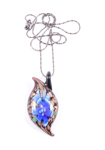 Murano Yaprak Kolye -  Safir