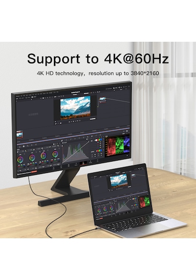 Yediseven Type C To Displayport 1.4 Thunderbolt Görüntü 4k60hz 2m