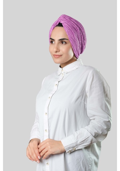 Hürrem Bone Gül Kurusu Çapraz Büzgülü Piliseli Tesettür Bone Fukuro Kendinden Desenli 2316 18 Gül Kurusu