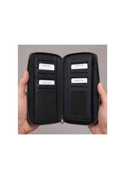 Nahitatyana Unisex Hakiki Deri Telefon Bölmeli, Çok Bölmeli. Uzun Cüzdan Ve Kartlık Siyah Renk Siyah - 923766557 Siyah