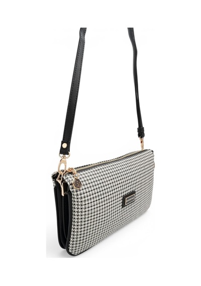 Silver & Polo Silver Polo Siyah - Siyah Kaz Ayağı Ekose Kadın Çapraz Çanta Sp1291