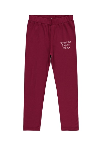 Civil Girls Trust Me Baskılı 10-13 Yaş Tayt - Bordo
