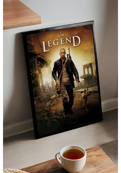 Ben Efsaneyim Siyah Ahşap Çerçeveli Poster, Dekoratif Film Duvar Tablosu